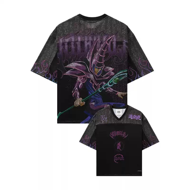 YOUNGLA Yu-Gi-Oh anime style mesh short-sleeved men's and women's hip-hop street outdoor fitness