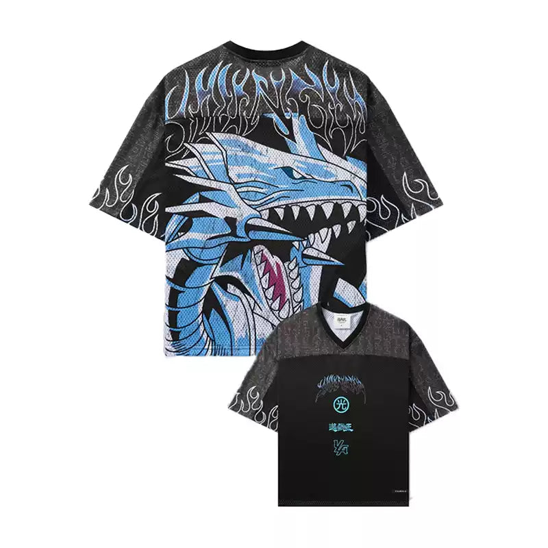 YOUNGLA Yu-Gi-Oh anime style mesh short-sleeved men's and women's hip-hop street outdoor fitness